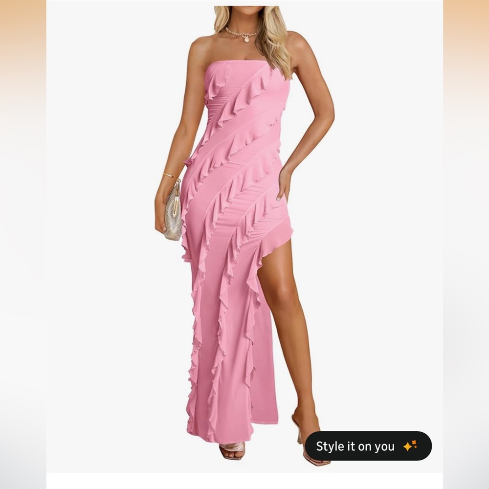 Elegant Pink Ruffled Dress